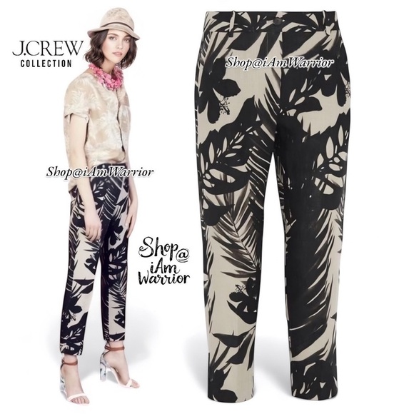 J.Crew Collection NWT palm leaf print cropped linen blend pants *shop@iamwarrior - Picture 2 of 10
